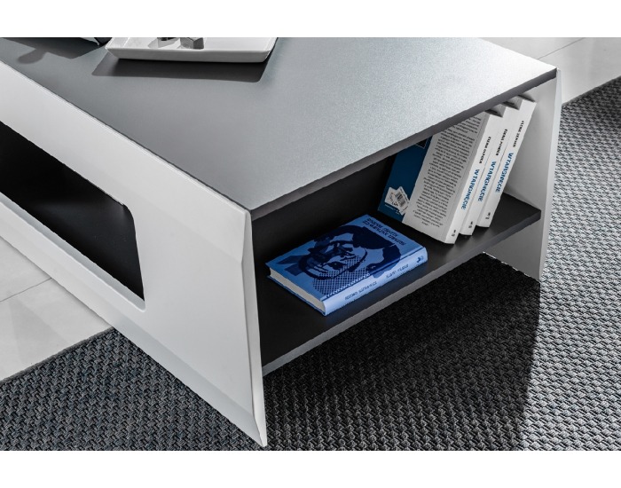 Konferenčný stolík Clif - grafit / biela