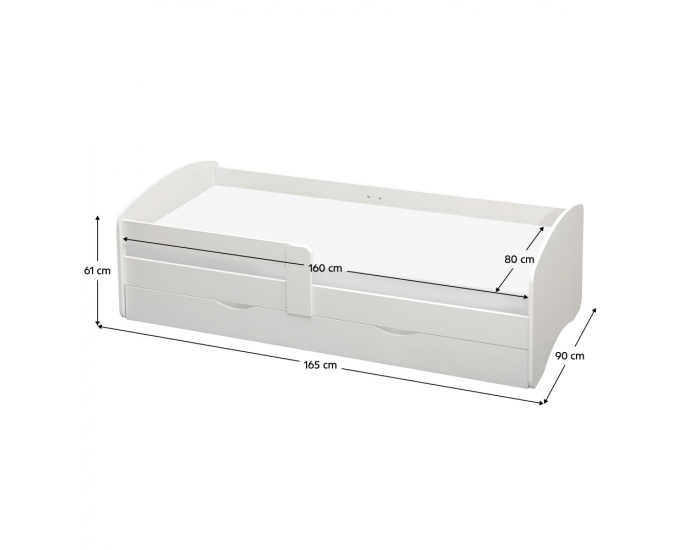 Jednolôžková posteľ s roštom a úložným priestorom Cocolino 80x160 cm - biela