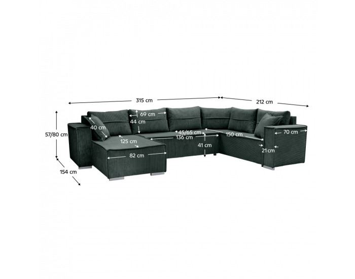 Rohová sedačka U s rozkladom Colin U Uni L/P - zelená