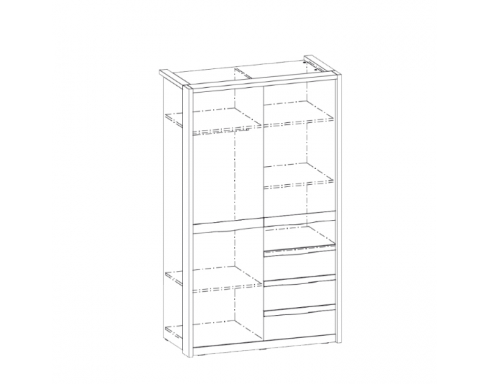 Šatníková skriňa Como CM-2D - biely vysoký lesk / dub Como