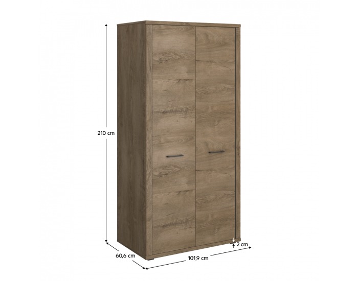 Dvojdverová šatníková skriňa Conrad 2D - dub lefkas