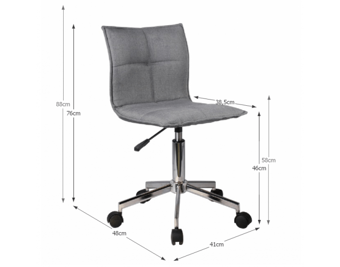 Kancelárska stolička Craig - sivá / chróm