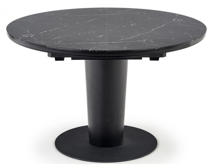 Okrúhly rozkladací jedálenský stôl Cristiano - čierny mramor / čierna