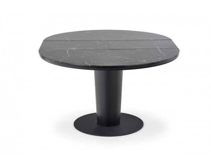 Okrúhly rozkladací jedálenský stôl Cristiano - čierny mramor / čierna