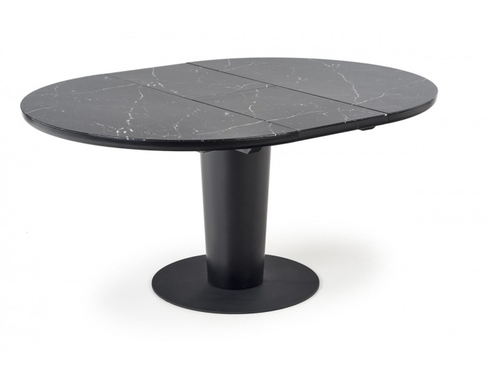Okrúhly rozkladací jedálenský stôl Cristiano - čierny mramor / čierna