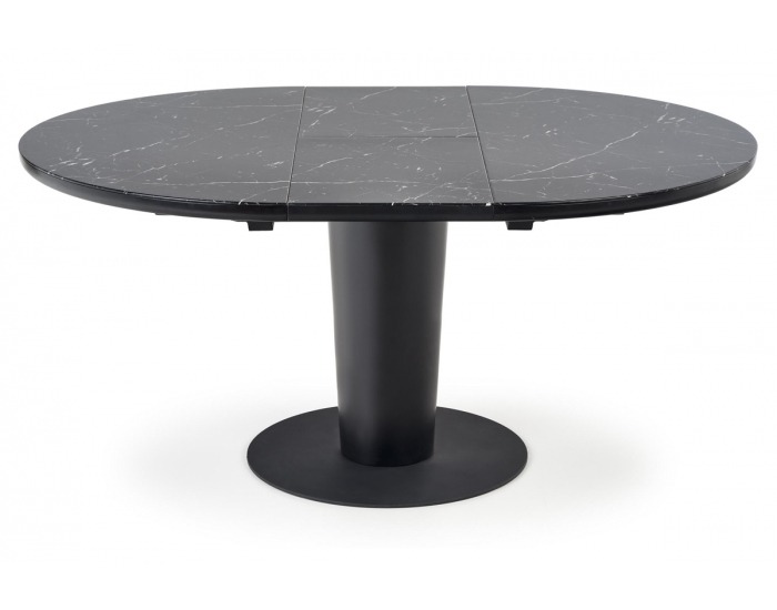 Okrúhly rozkladací jedálenský stôl Cristiano - čierny mramor / čierna
