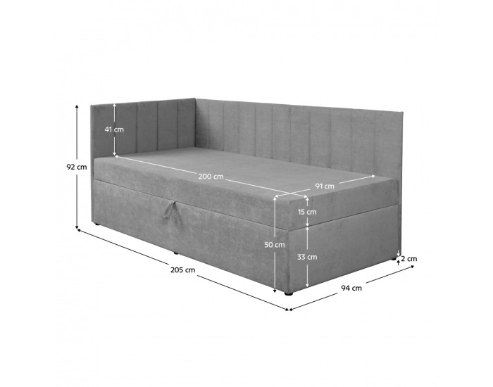 Čalúnená jednolôžková posteľ (váľanda) Cropi - sivá
