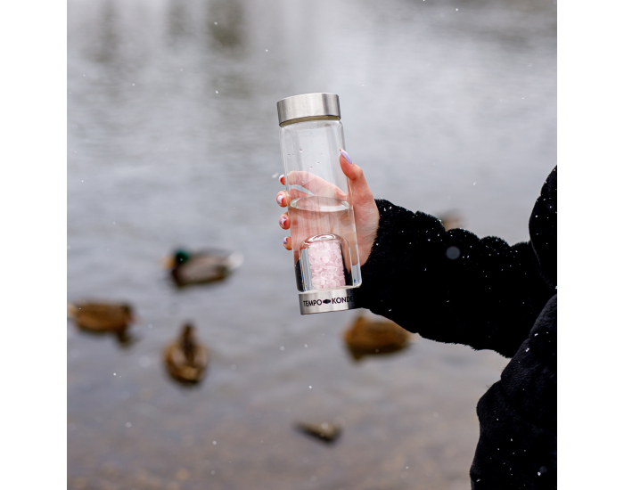 Sklenená fľaša s ruženínom Crystal 500 ml - priehľadná