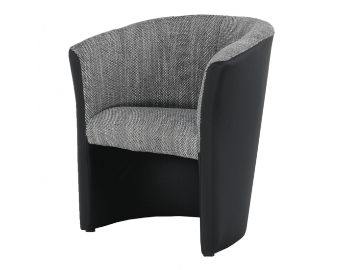 Konferenčné kreslo Cuba - čierna ekokoža / sivý melírovaný šenil