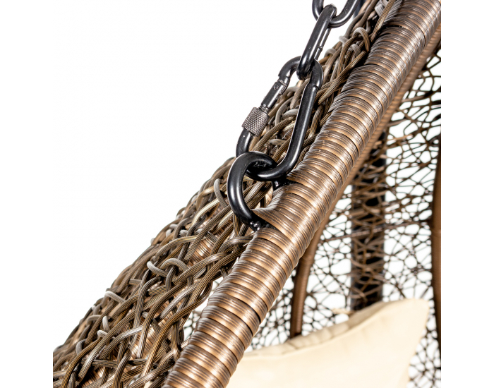 Závesné hojdacie kreslo Cuban - hnedý ratan / béžové podušky