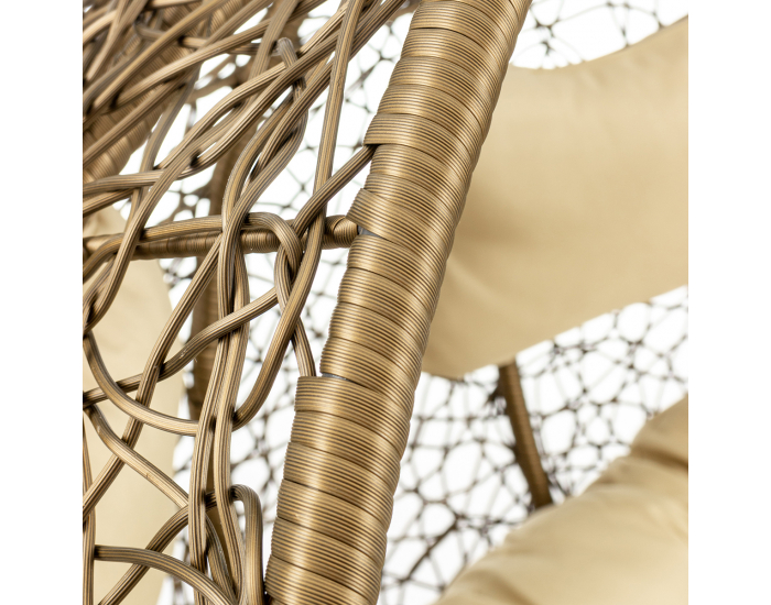 Závesné hojdacie kreslo Cuban - zlatohnedý ratan / béžové podušky