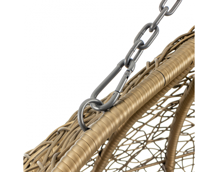 Závesné hojdacie kreslo Cuban - zlatohnedý ratan / béžové podušky
