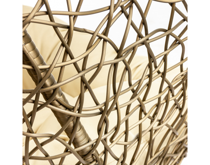 Závesné hojdacie kreslo Cuban - zlatohnedý ratan / béžové podušky