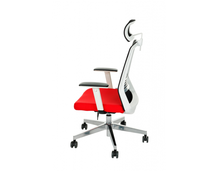 Kancelárska stolička s podrúčkami Cupra WS HD - červená / čierna / biela / chróm