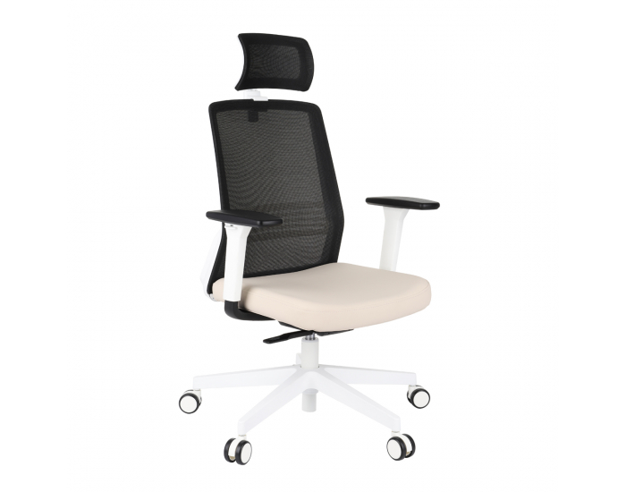 Kancelárska stolička s podrúčkami Cupra WS HD - krémová / čierna / biela