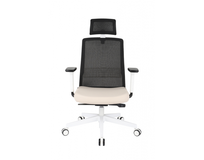 Kancelárska stolička s podrúčkami Cupra WS HD - krémová / čierna / biela