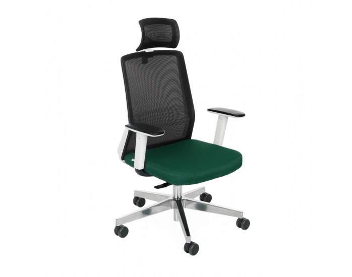Kancelárska stolička s podrúčkami Cupra WS HD - tmavozelená / čierna / biela / chróm