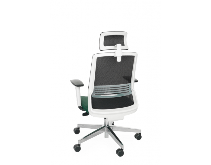 Kancelárska stolička s podrúčkami Cupra WS HD - tmavozelená / čierna / biela / chróm