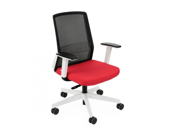 Kancelárska stolička s podrúčkami Cupra WS - červená / čierna / biela