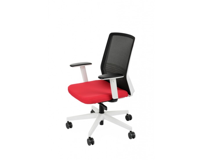 Kancelárska stolička s podrúčkami Cupra WS - červená / čierna / biela