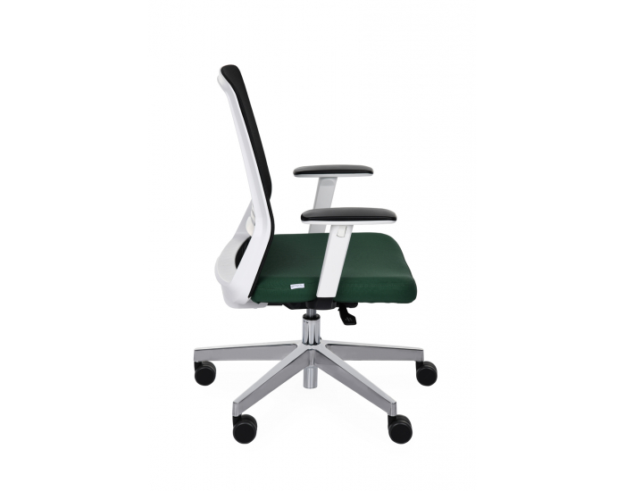Kancelárska stolička s podrúčkami Cupra WS - tmavozelená / čierna / biela / chróm