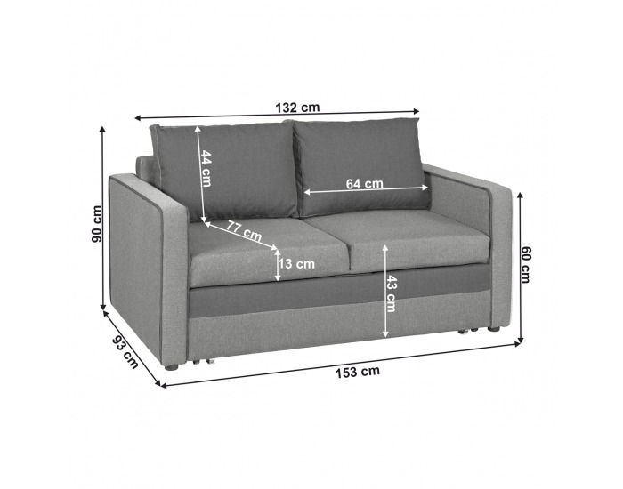 Rozkladacia pohovka s úložným priestorom Dada - svetlosivá / sivá