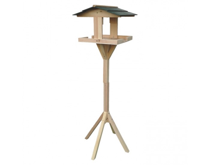 Drevené krmítko pre vtáky na stojane Dadko - prírodná