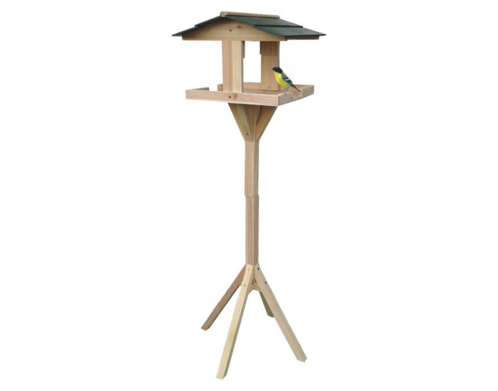 Drevené krmítko pre vtáky na stojane Dadko - prírodná