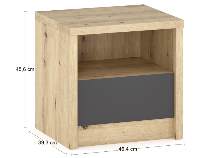 Nočný stolík (2 ks) Daicos N - dub artisan / sivá