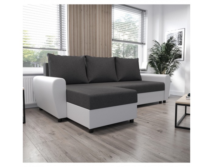 Rohová sedačka s rozkladom Dakar Roh L L/P - sivá / biela