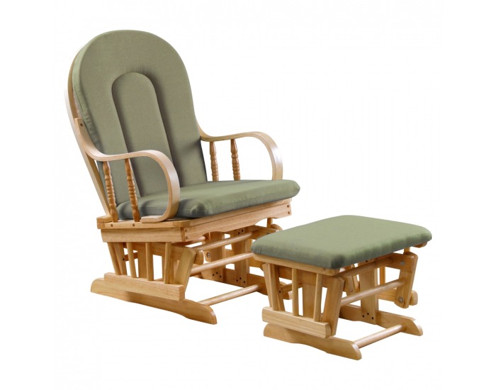 Hojdacie kreslo s podnožkou Dalbert - prírodná / zelená