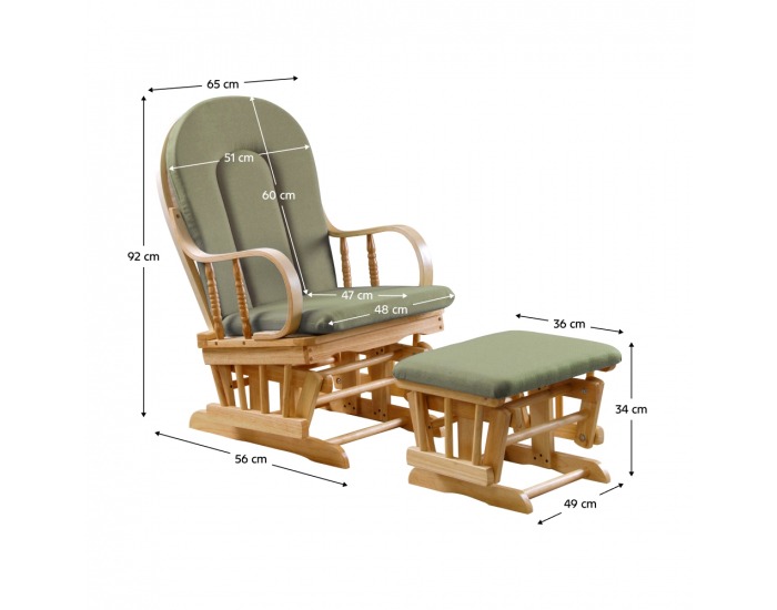 Hojdacie kreslo s podnožkou Dalbert - prírodná / zelená