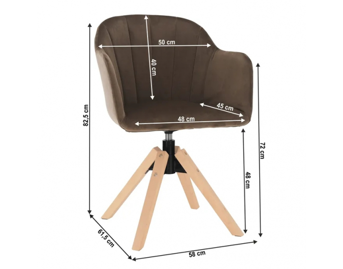 Dizajnové otočné kreslo Dalio - sivohnedá (taupe) / buk