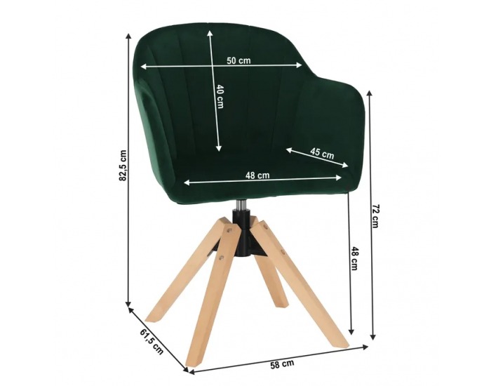Dizajnové otočné kreslo Dalio - smaragdová / buk