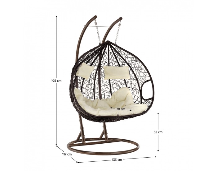 Závesné hojdacie kreslo Dalvea 2 New - medená / hnedá / krémová