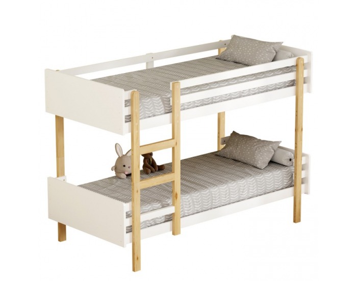 Drevená poschodová posteľ Damla 90x200 cm - biela / dub