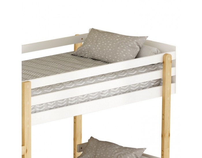 Drevená poschodová posteľ Damla 90x200 cm - biela / dub