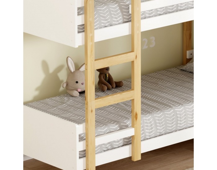 Drevená poschodová posteľ Damla 90x200 cm - biela / dub