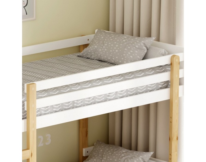 Drevená poschodová posteľ Damla 90x200 cm - biela / dub