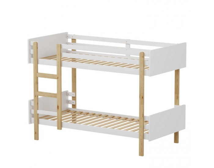 Drevená poschodová posteľ Damla 90x200 cm - biela / dub