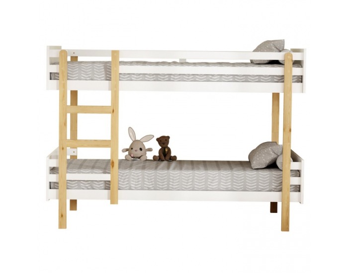 Drevená poschodová posteľ Damla 90x200 cm - biela / dub