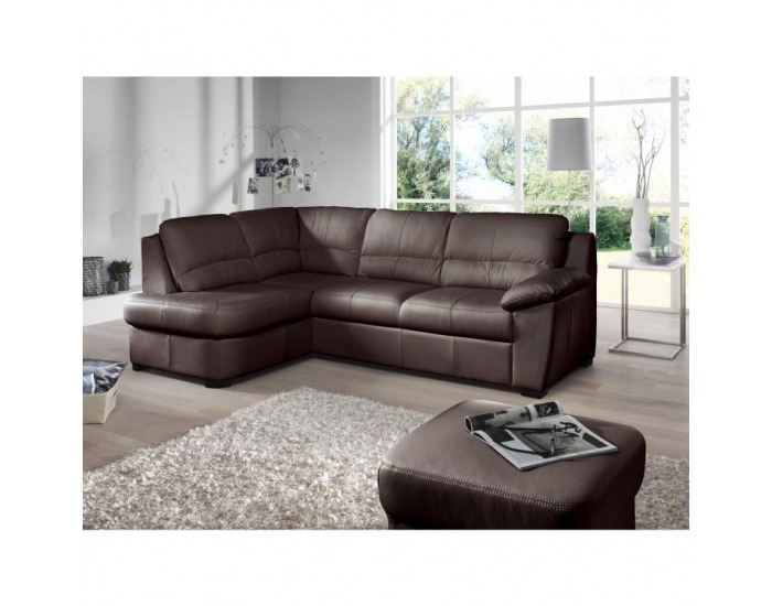 Kožená rohová sedačka s rozkladom Danilo L - hnedá