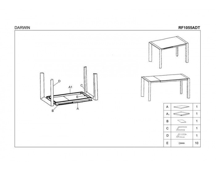 Sklenený rozkladací jedálenský stôl Darwin - mliečne sklo / tmavý kov