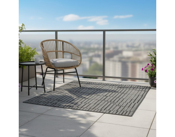 Terasový koberec Dawn Typ 3 133x190 cm - čierna / vzor
