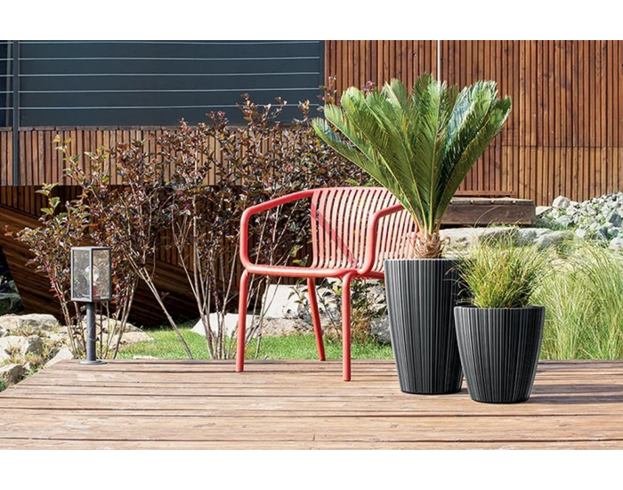 Plastový kvetináč DBOR400419U 39 cm - tmavosivá