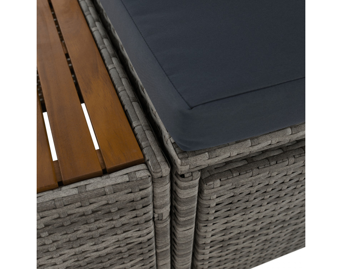 Záhradný nábytok z umelého ratanu Debra - sivá / prírodná / krémová