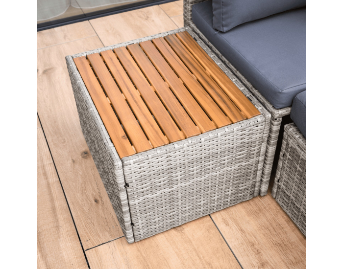 Záhradný nábytok z umelého ratanu Debra - sivá / prírodná / krémová