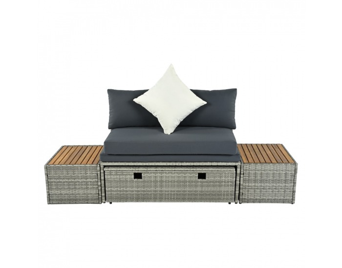 Záhradný nábytok z umelého ratanu Debra - sivá / prírodná / krémová