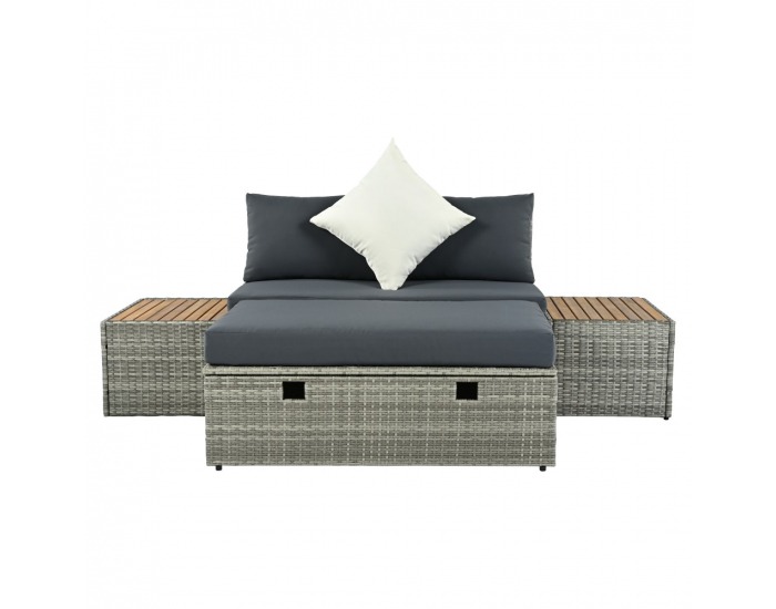 Záhradný nábytok z umelého ratanu Debra - sivá / prírodná / krémová