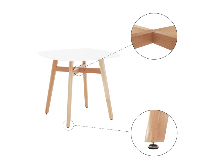 Jedálenský stôl Dejan 3 New 80 - biela / prírodná